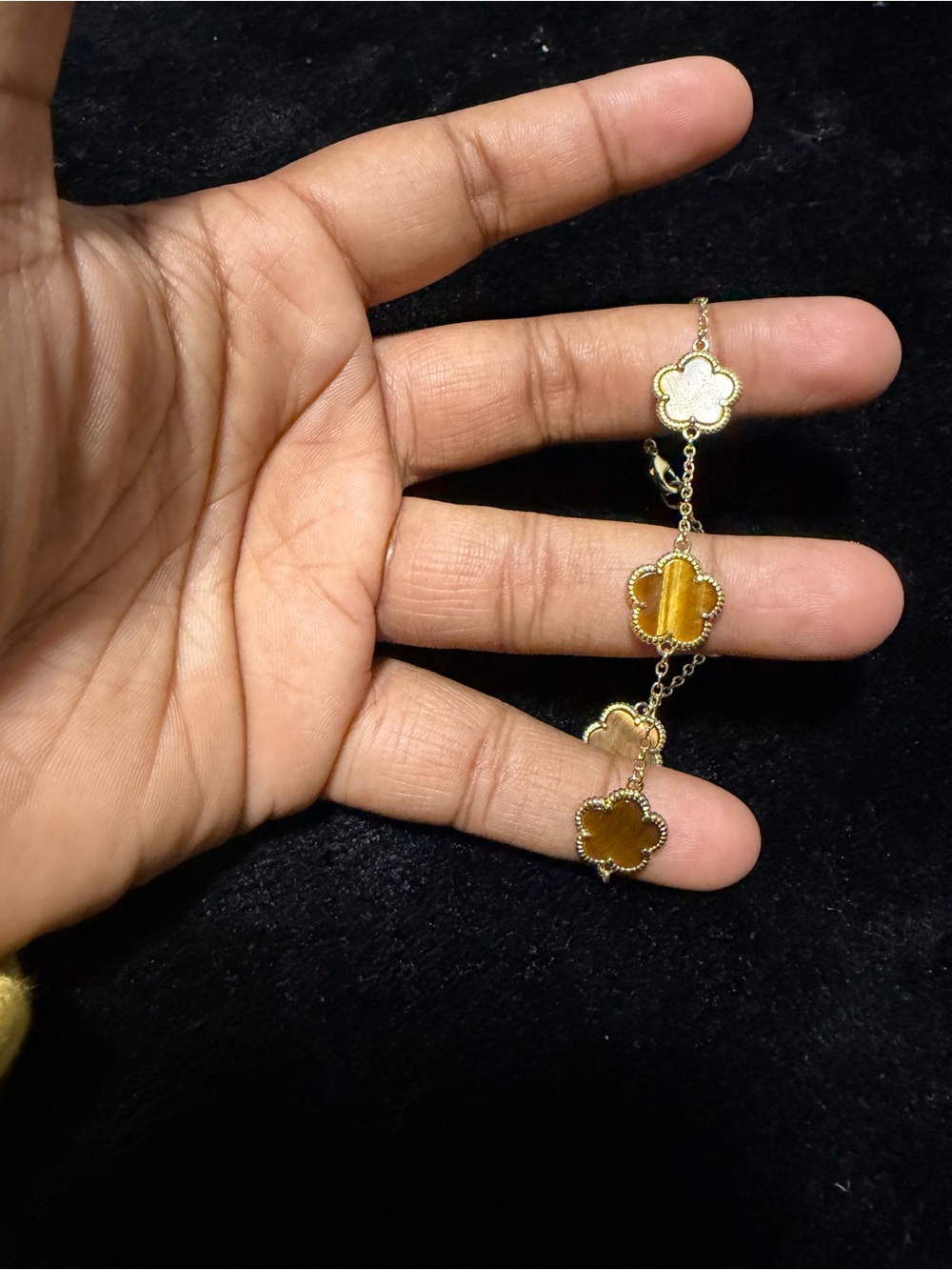 Gold Floral Clover Link Bracelet for Women